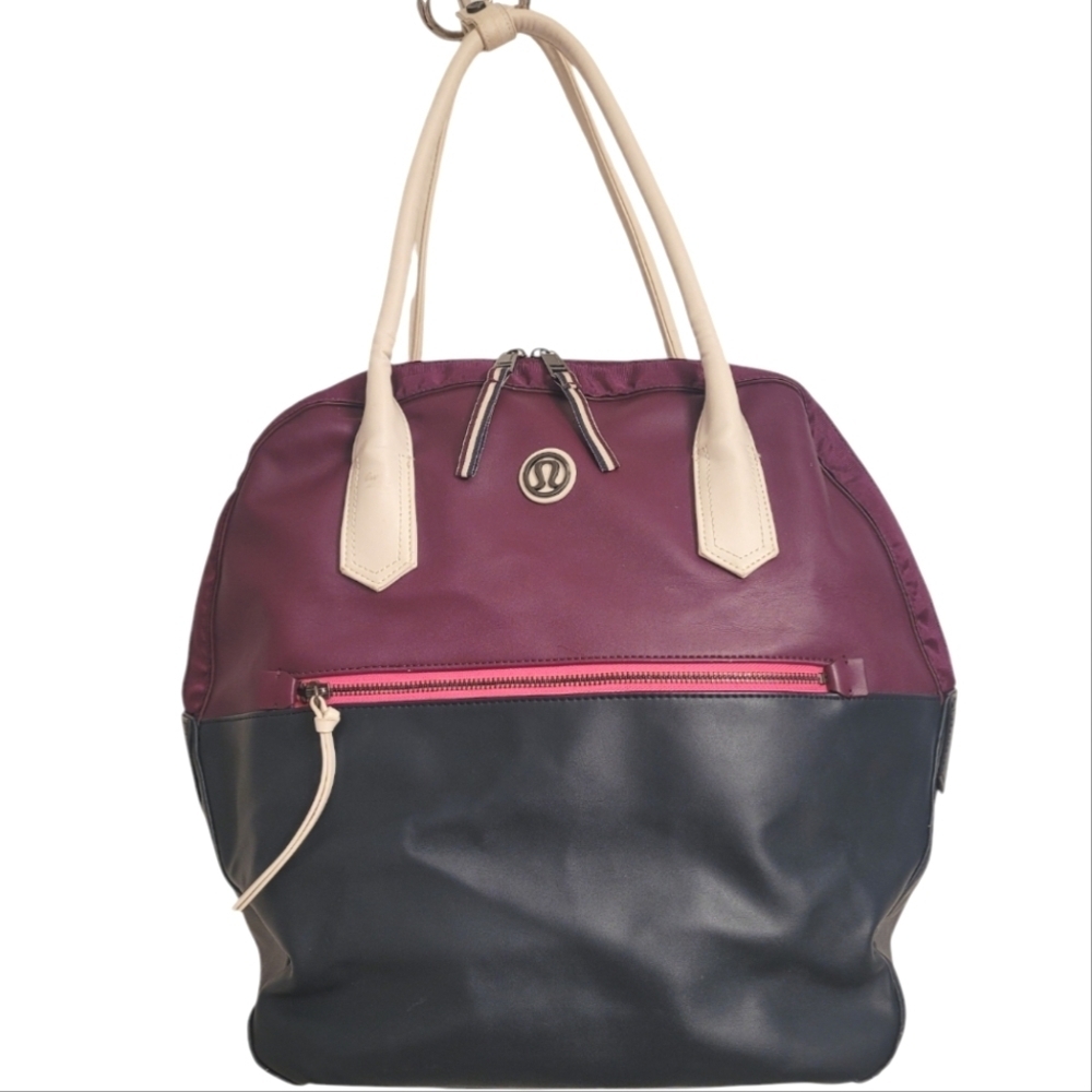 Lululemon Happy Hatha hour bag large plum inkwell blue yoga travel bag